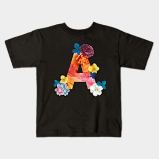 Floral Letter A Kids T-Shirt